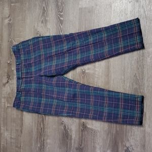 Merona Stretch Extensible Classic Women's Blue Plaid Pants Size 14